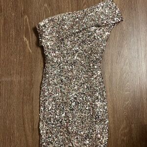 Gianni Bini Pink Sequin One-Shoulder Mini Dress